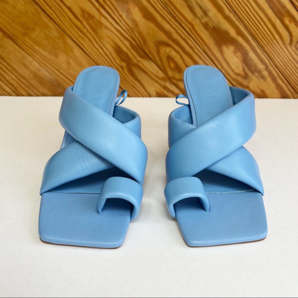 Zara Square Toe Padded Heeled Leather Heel - Picture 2 of 12